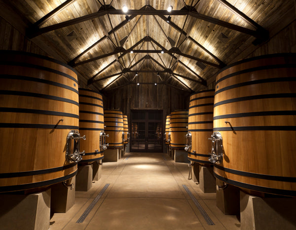 Wine barrels at Ram's Gate Winery in Sonoma California